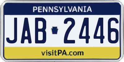 PA license plate JAB2446