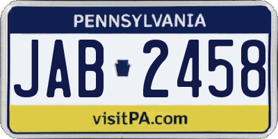 PA license plate JAB2458