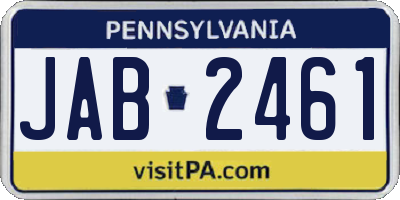 PA license plate JAB2461