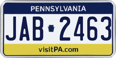 PA license plate JAB2463