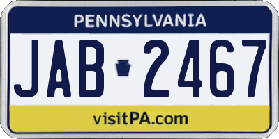 PA license plate JAB2467