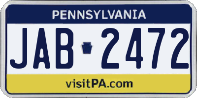 PA license plate JAB2472