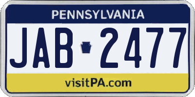 PA license plate JAB2477