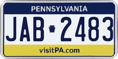 PA license plate JAB2483