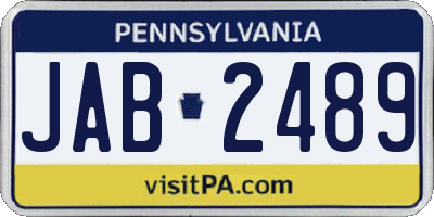PA license plate JAB2489