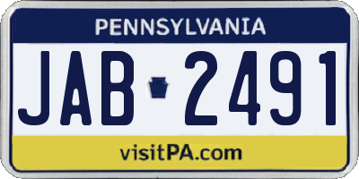 PA license plate JAB2491