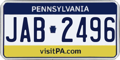 PA license plate JAB2496