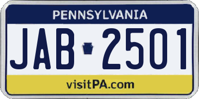 PA license plate JAB2501