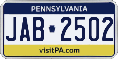 PA license plate JAB2502