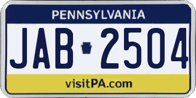 PA license plate JAB2504