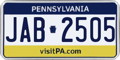 PA license plate JAB2505
