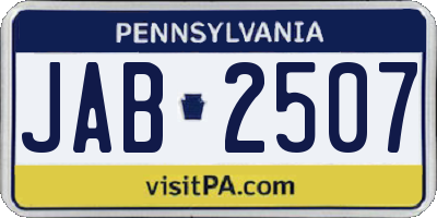 PA license plate JAB2507