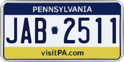 PA license plate JAB2511