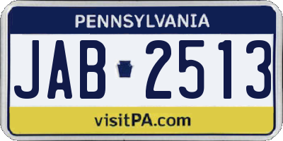 PA license plate JAB2513
