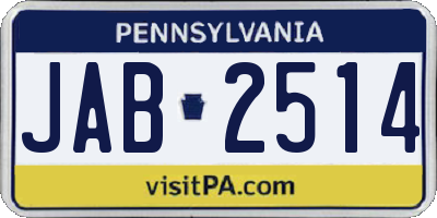 PA license plate JAB2514