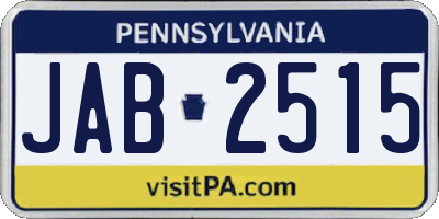 PA license plate JAB2515
