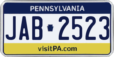 PA license plate JAB2523