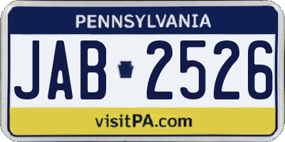 PA license plate JAB2526