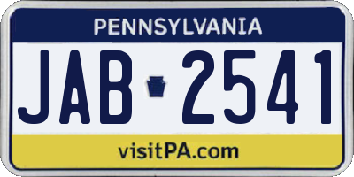 PA license plate JAB2541