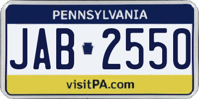 PA license plate JAB2550