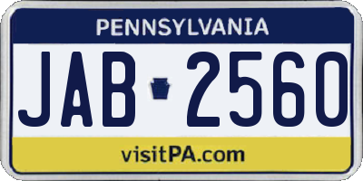 PA license plate JAB2560