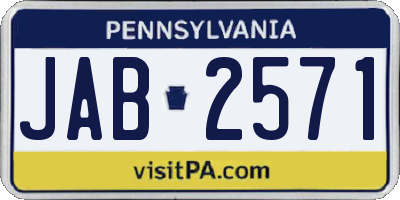 PA license plate JAB2571