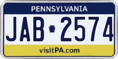 PA license plate JAB2574