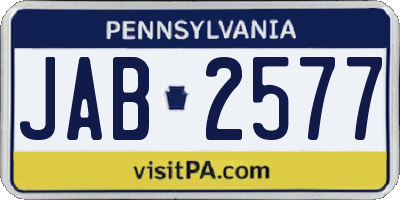 PA license plate JAB2577