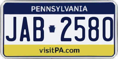 PA license plate JAB2580