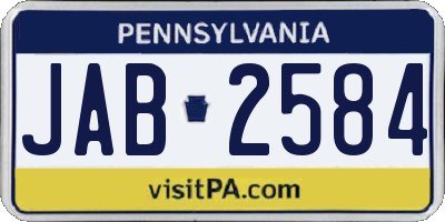 PA license plate JAB2584