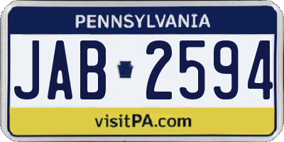 PA license plate JAB2594