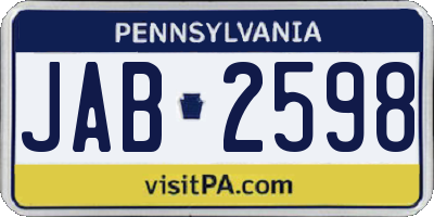 PA license plate JAB2598