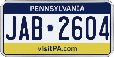 PA license plate JAB2604