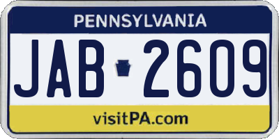PA license plate JAB2609