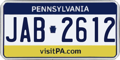PA license plate JAB2612