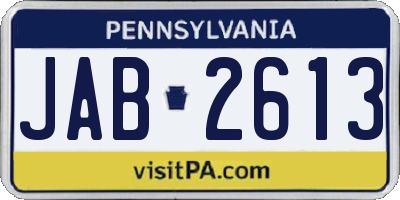 PA license plate JAB2613