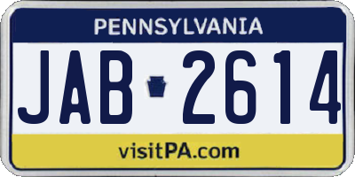 PA license plate JAB2614