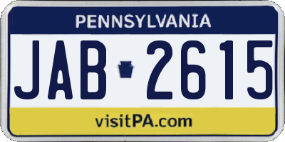 PA license plate JAB2615