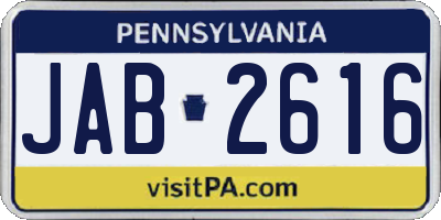 PA license plate JAB2616