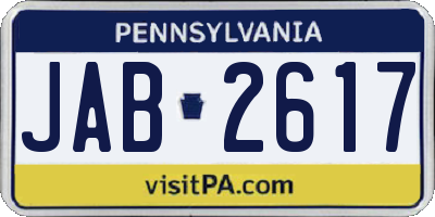 PA license plate JAB2617