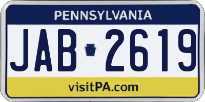 PA license plate JAB2619