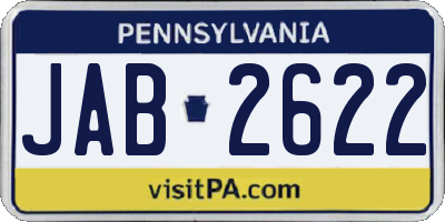 PA license plate JAB2622