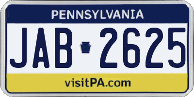 PA license plate JAB2625