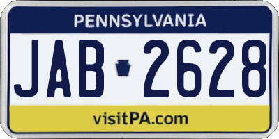 PA license plate JAB2628