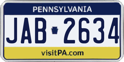 PA license plate JAB2634