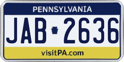 PA license plate JAB2636