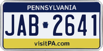 PA license plate JAB2641