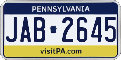 PA license plate JAB2645