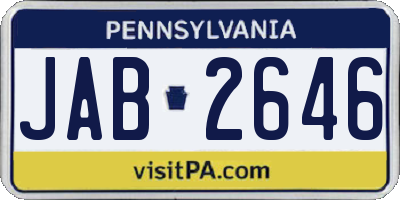 PA license plate JAB2646