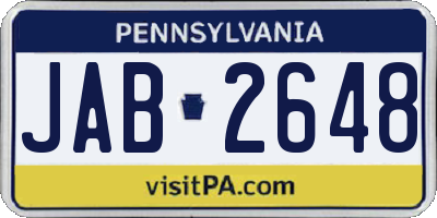 PA license plate JAB2648